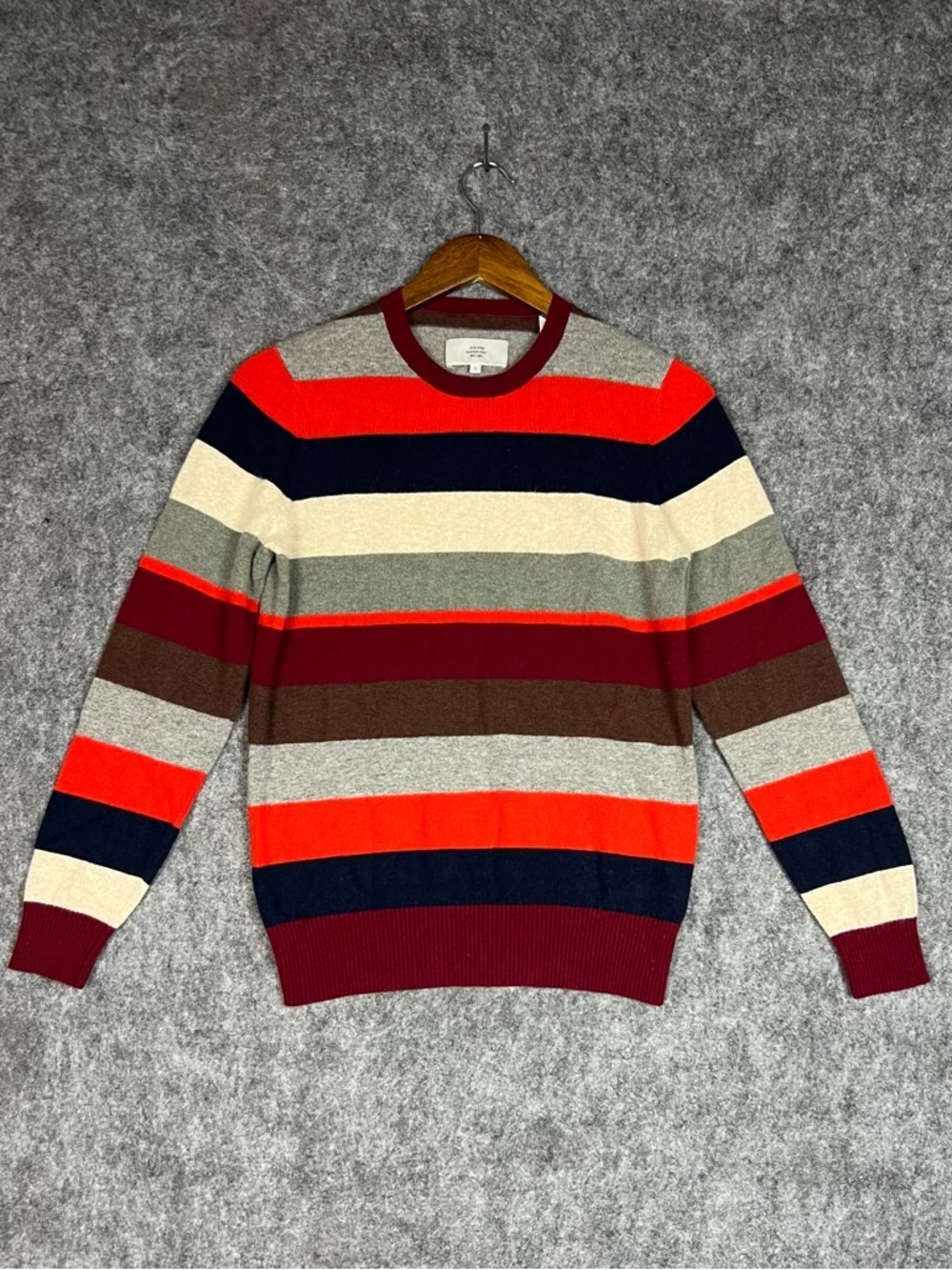 Jack Spade Men's Multi-Stripe Crewneck Sweater Red Navy Brown, Gray, Cream Sz S